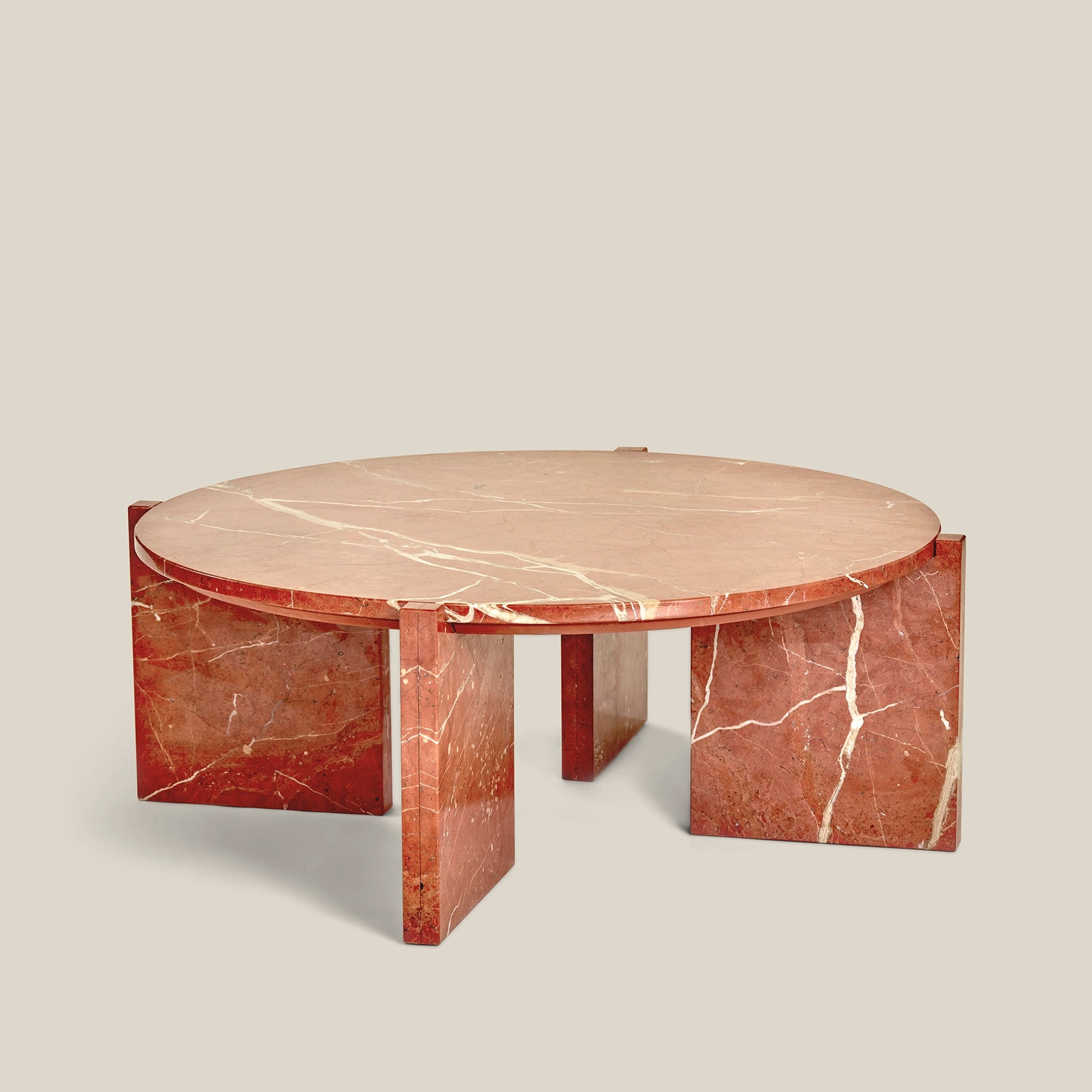 A statement coffee table showcasing the natural beauty of Rosso Alicante.