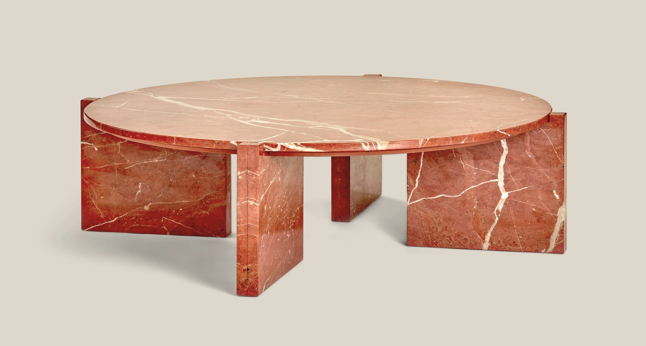 A statement coffee table showcasing the natural beauty of Rosso Alicante.