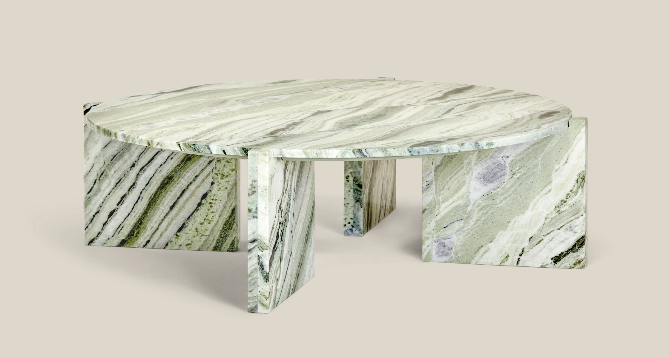 A statement coffee table showcasing the natural beauty of Raggio Onyx