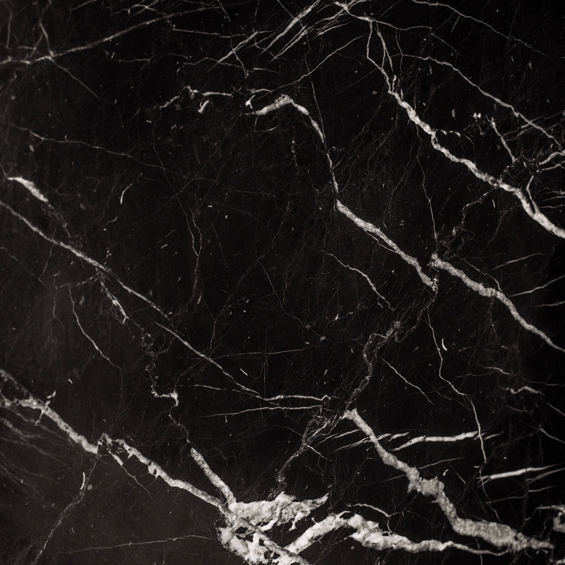 Close-up detail of Nero Marquina marble.