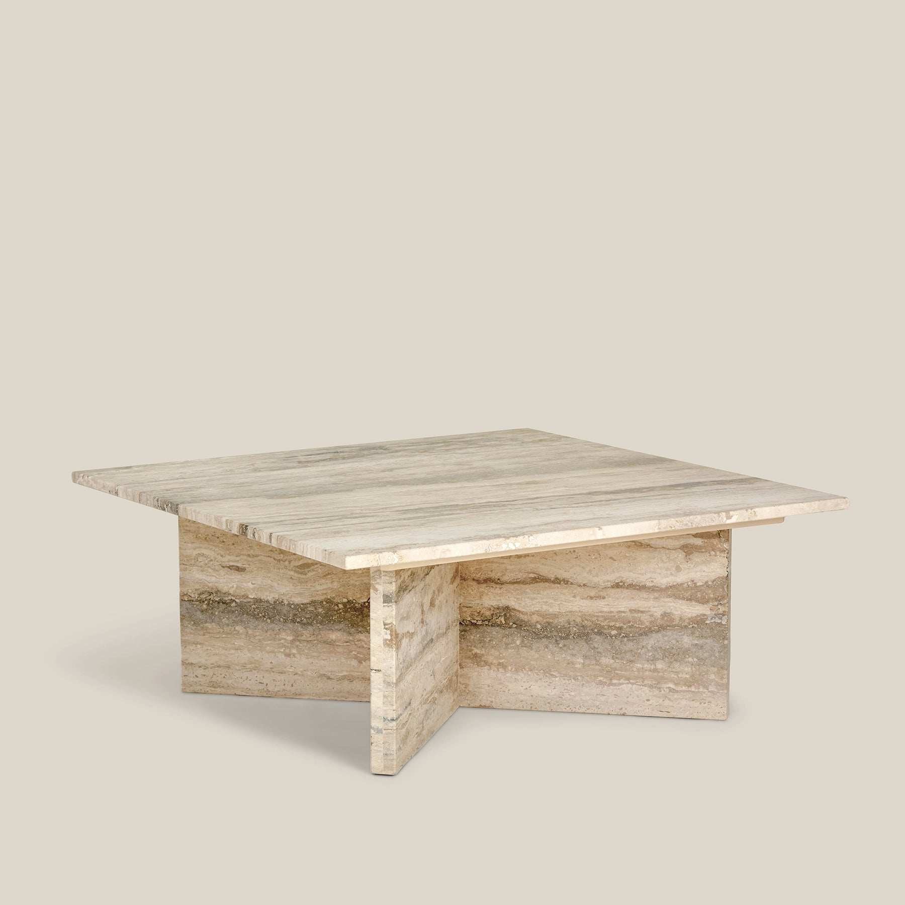 Minimalistic Sofia coffee table made from Honed Travertine marble.